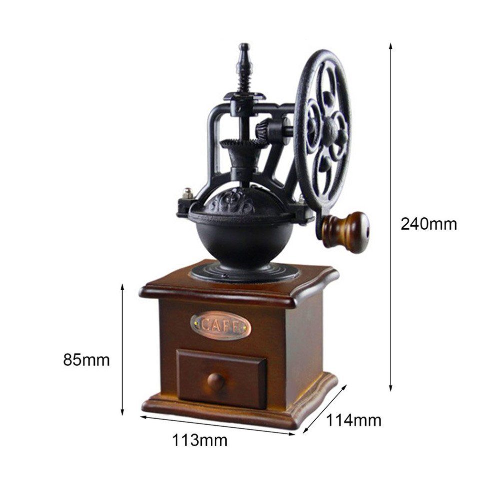 TWSOUL Kaffeemühle Tragbare Vintage-Kaffeemühle mit Handkurbel, Handkurbel-Kaffeemaschine, Einstellbare Dicke
