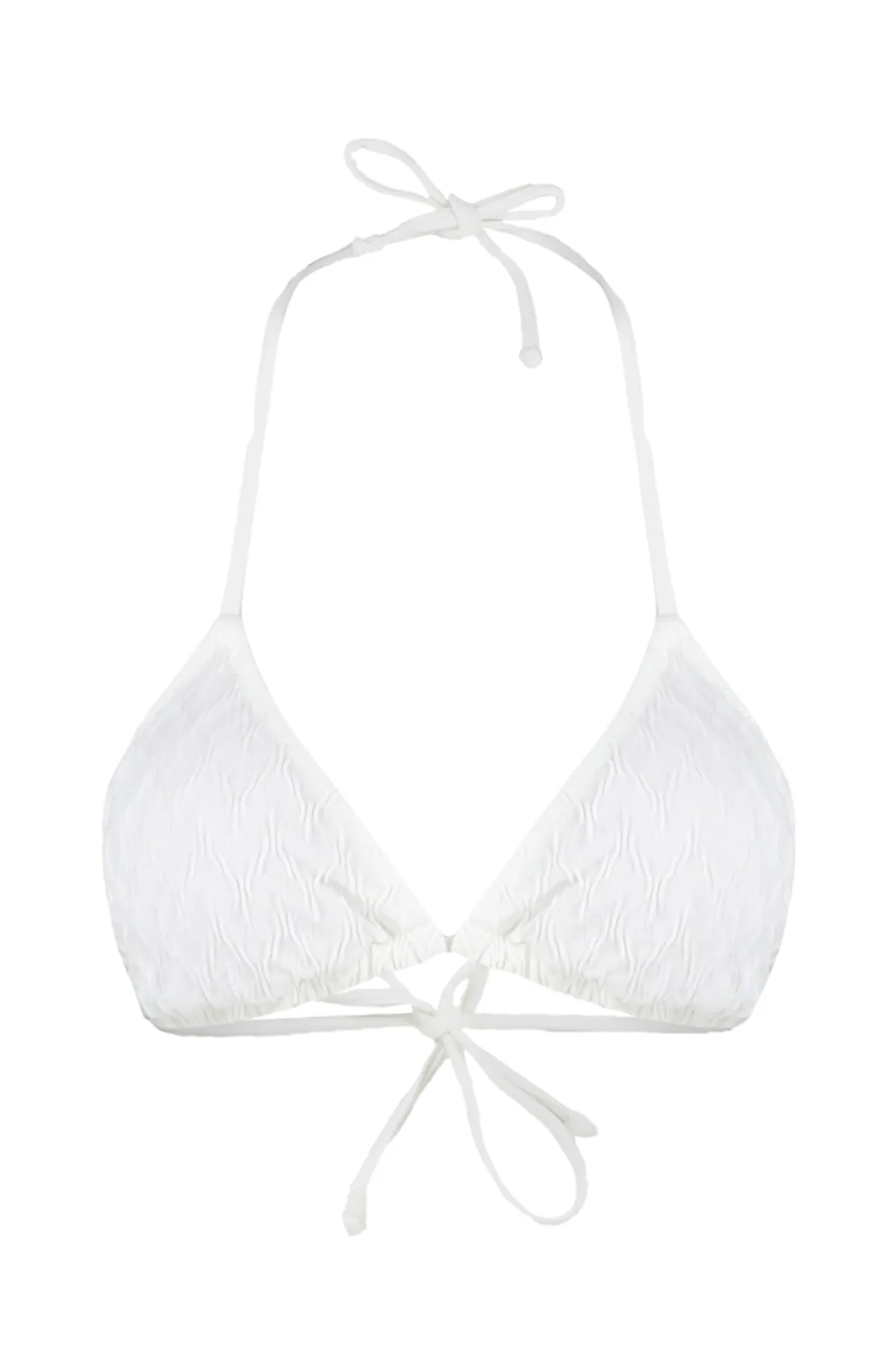 Trendyol Collection  Ecrufarbenes, strukturiertes Triangel-Bikinioberteil für die Brautmode TBESS23BU00272