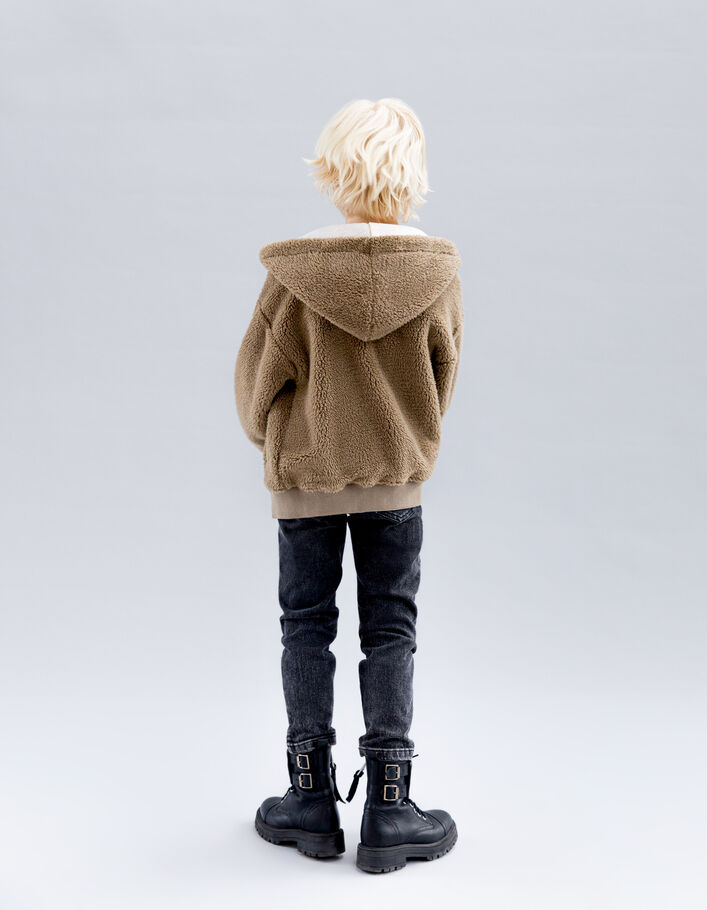 Cardigan réversible écru Sherpa et moka molleton garçon