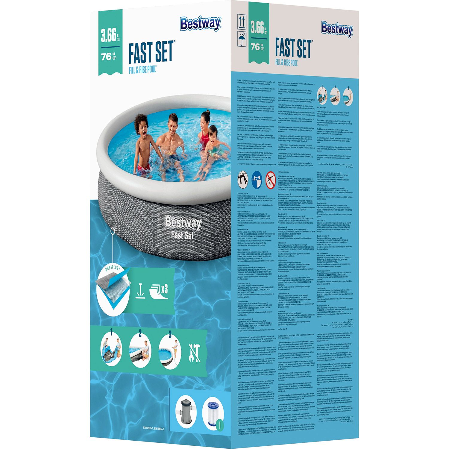 Bestway Fast Set Rattan-Pool-Set mit Filterpumpe