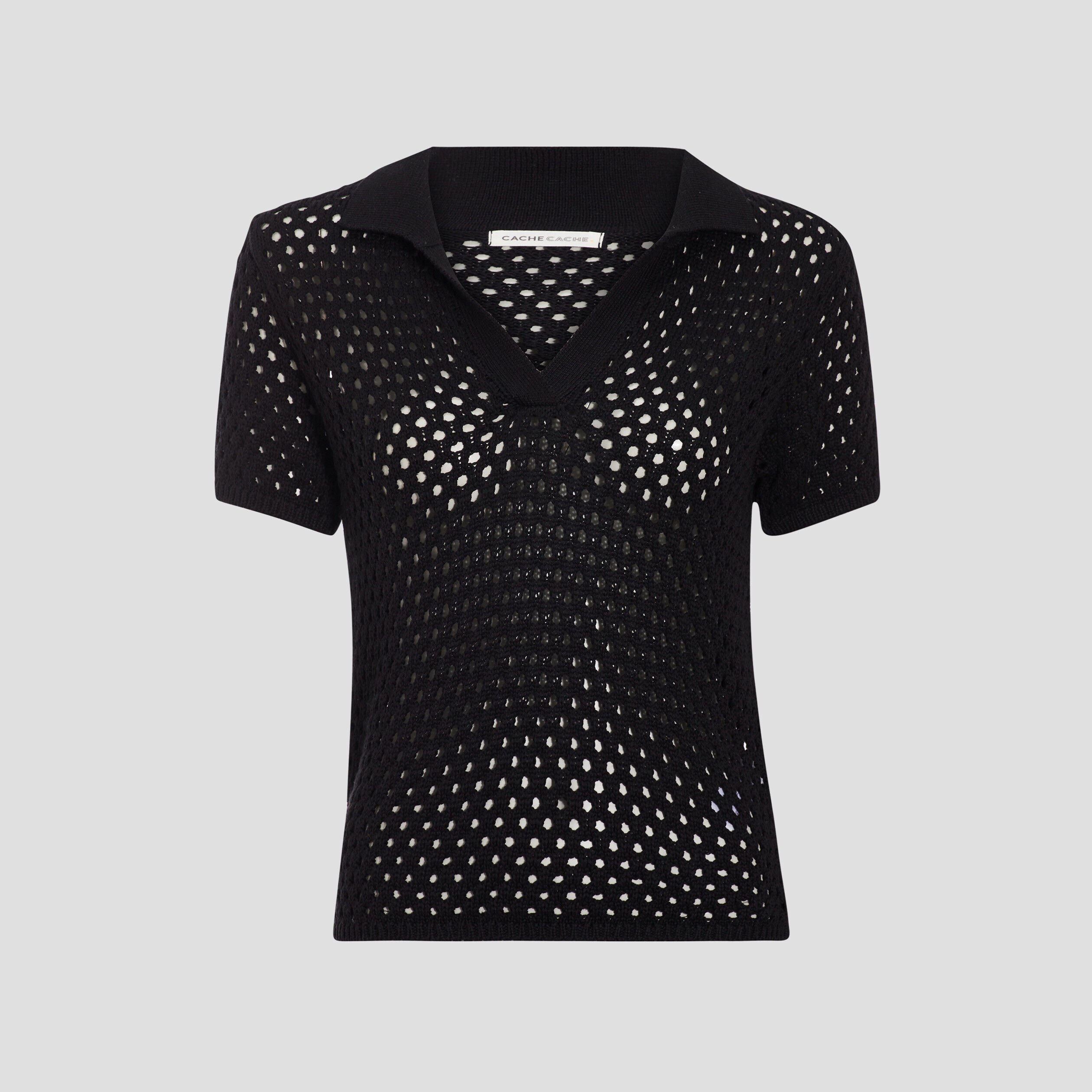 Polo manches courtes noir femme | Cache Cache