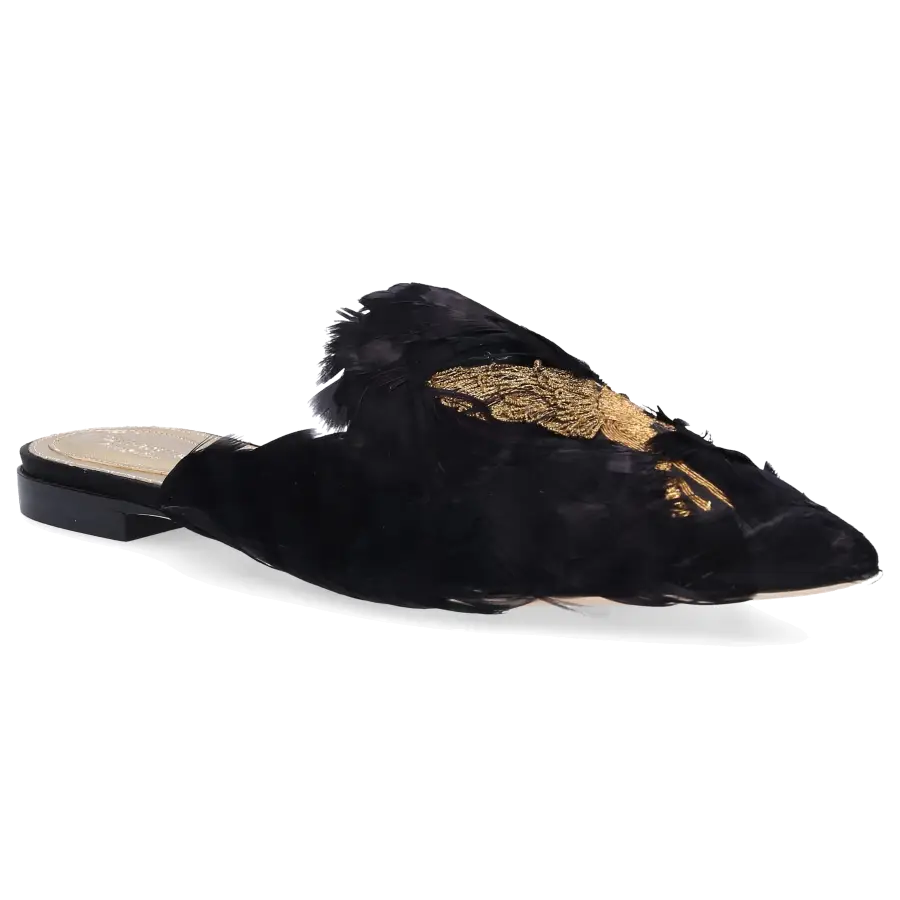Alberta Ferretti - Pantoletten 51A Federn - schwarz