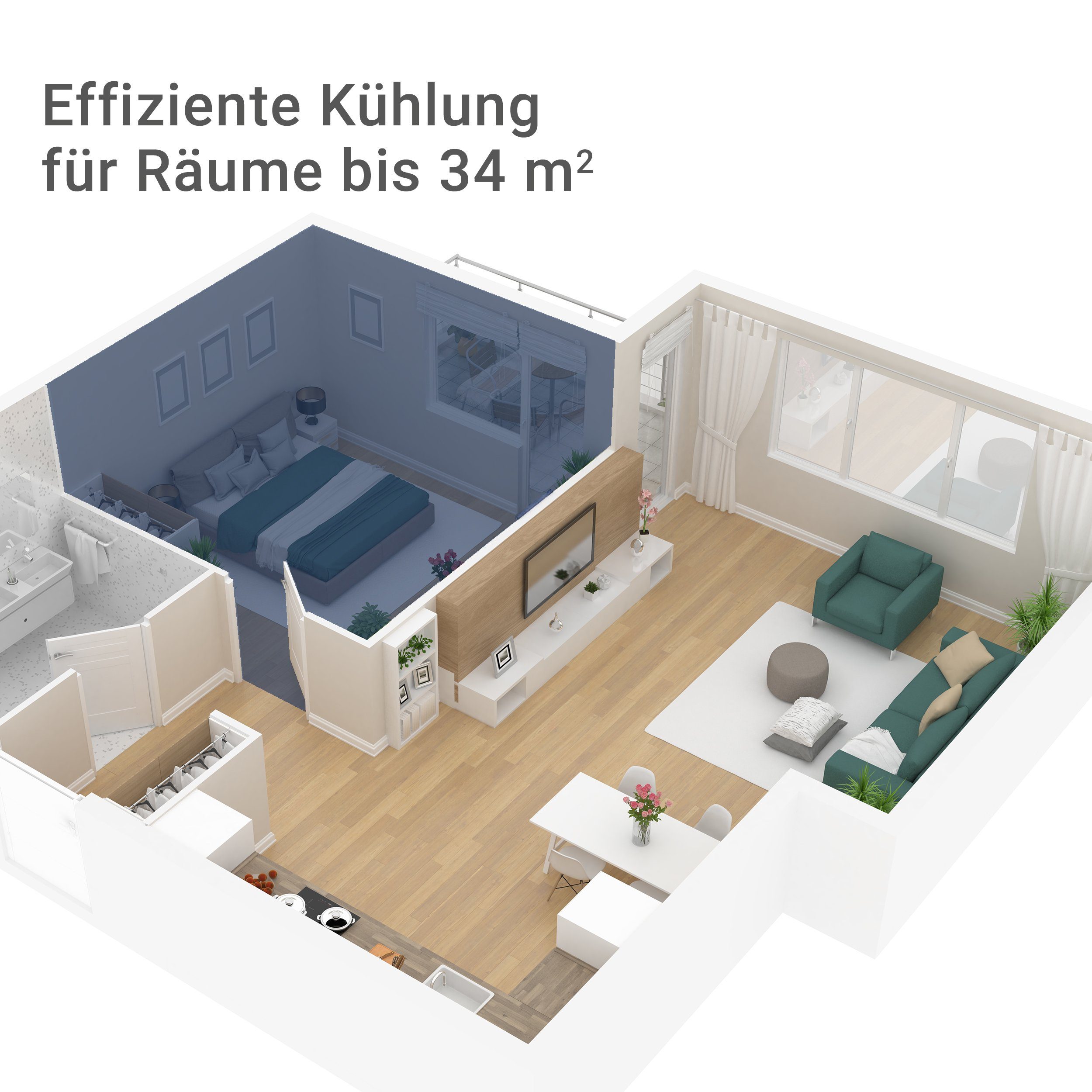 Suntec Wellness 3-in-1-Klimagerät Advance 9.0 Eco R290, Mobile Klimaanlage für Räume bis 80 m³, Kühler & Entfeuchter