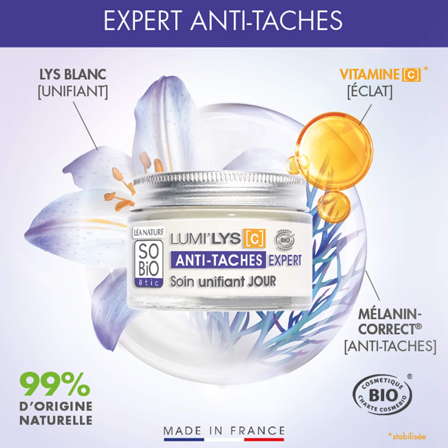 SO BiO étic Brightening and Unifying Day Care Anti-Dark Spots, Lumi'lys [C]