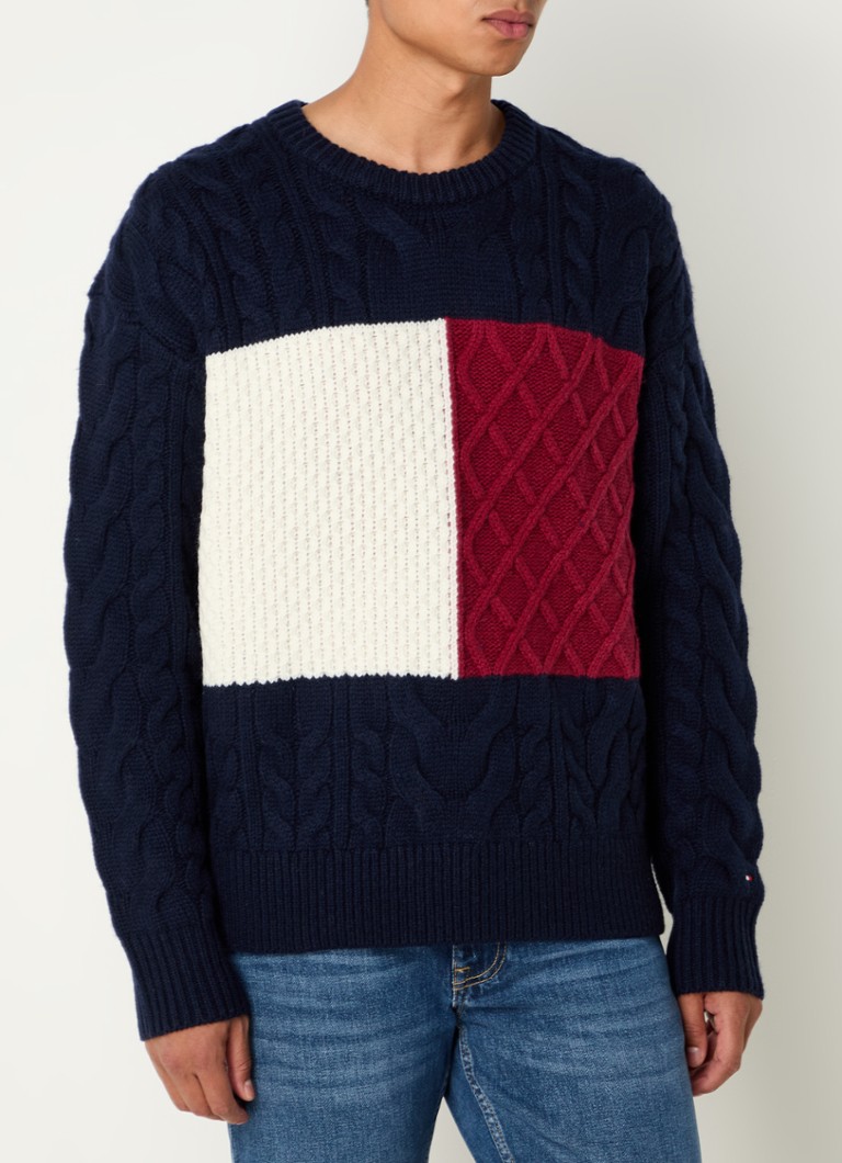Pulover Tommy Hilfiger din amestec de lână tricotată cu împletituri
