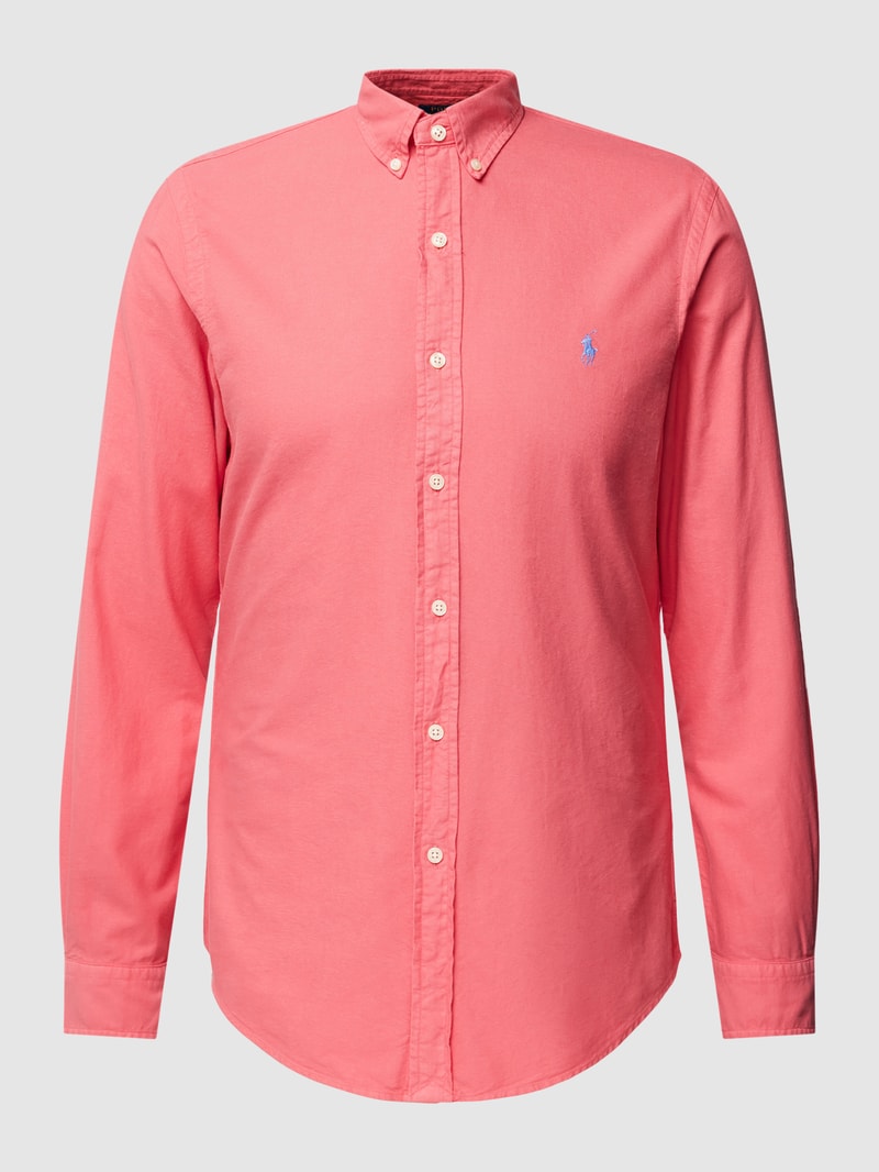 Slim Fit Freizeithemd mit Button-Down-Kragen in hellrot