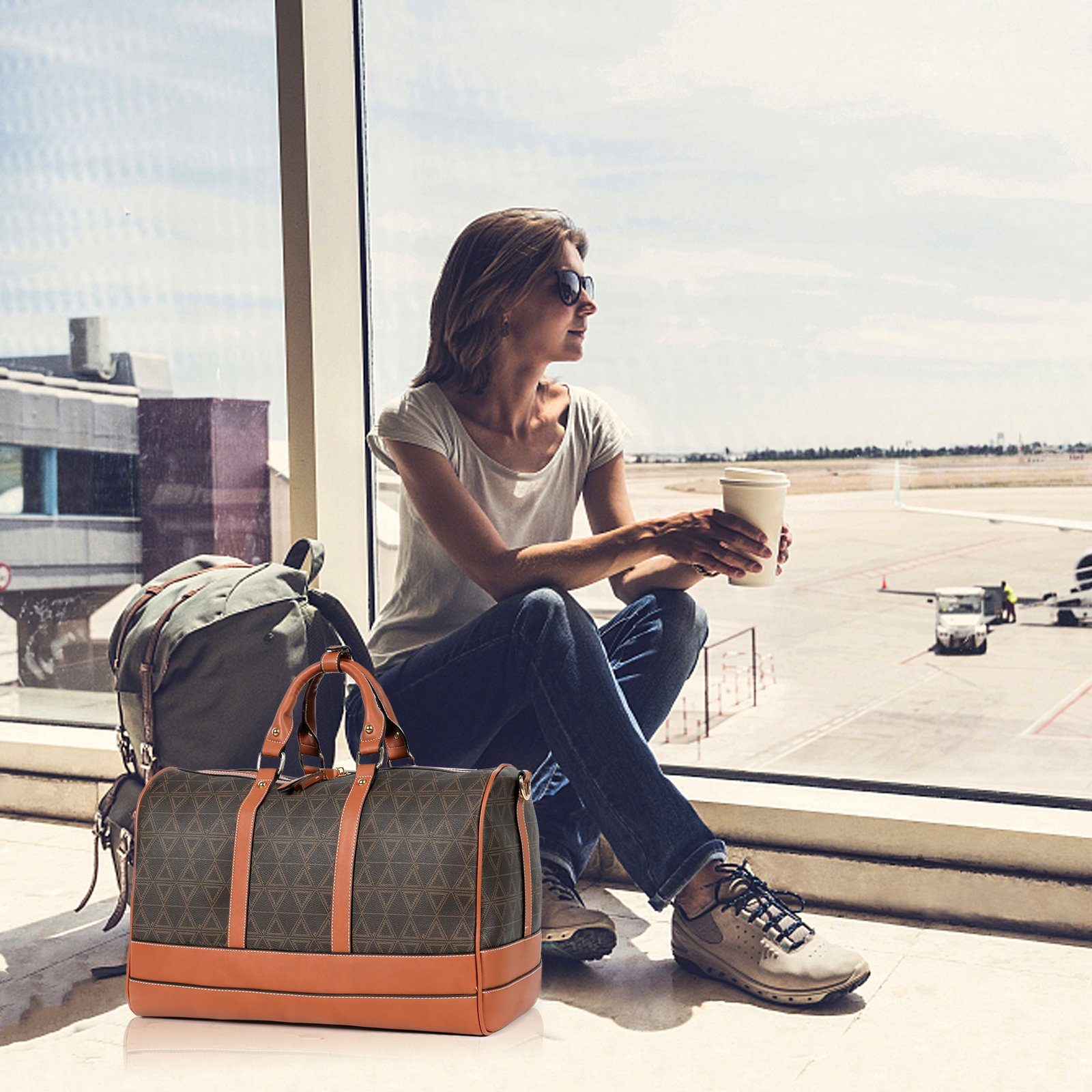 TAN.TOMI Reisetasche Reisetasche Weekender Tasche Damen PU Große Reisetaschen für Damen, Perfekt für Damen Reise Urlaub Wochenende Gym