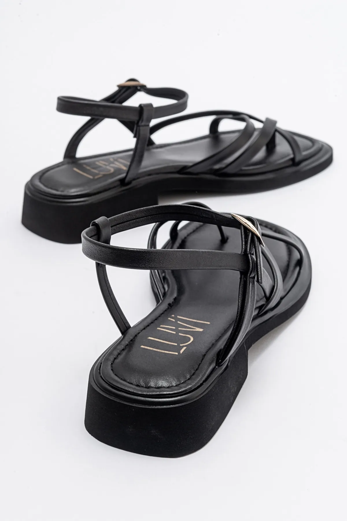 LuviShoes  ANTAS Schwarze Damensandalen aus echtem Leder