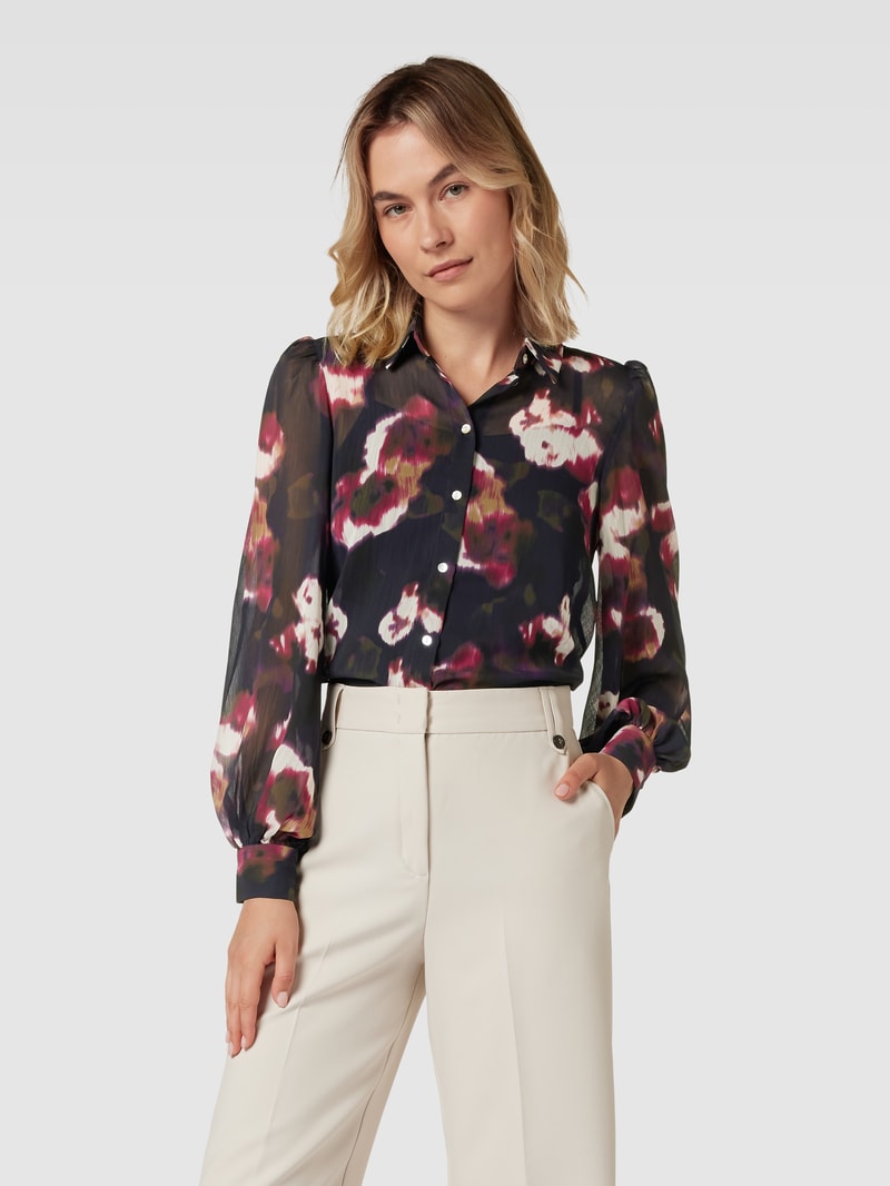 Bluse mit Ballonärmeln in marineblau