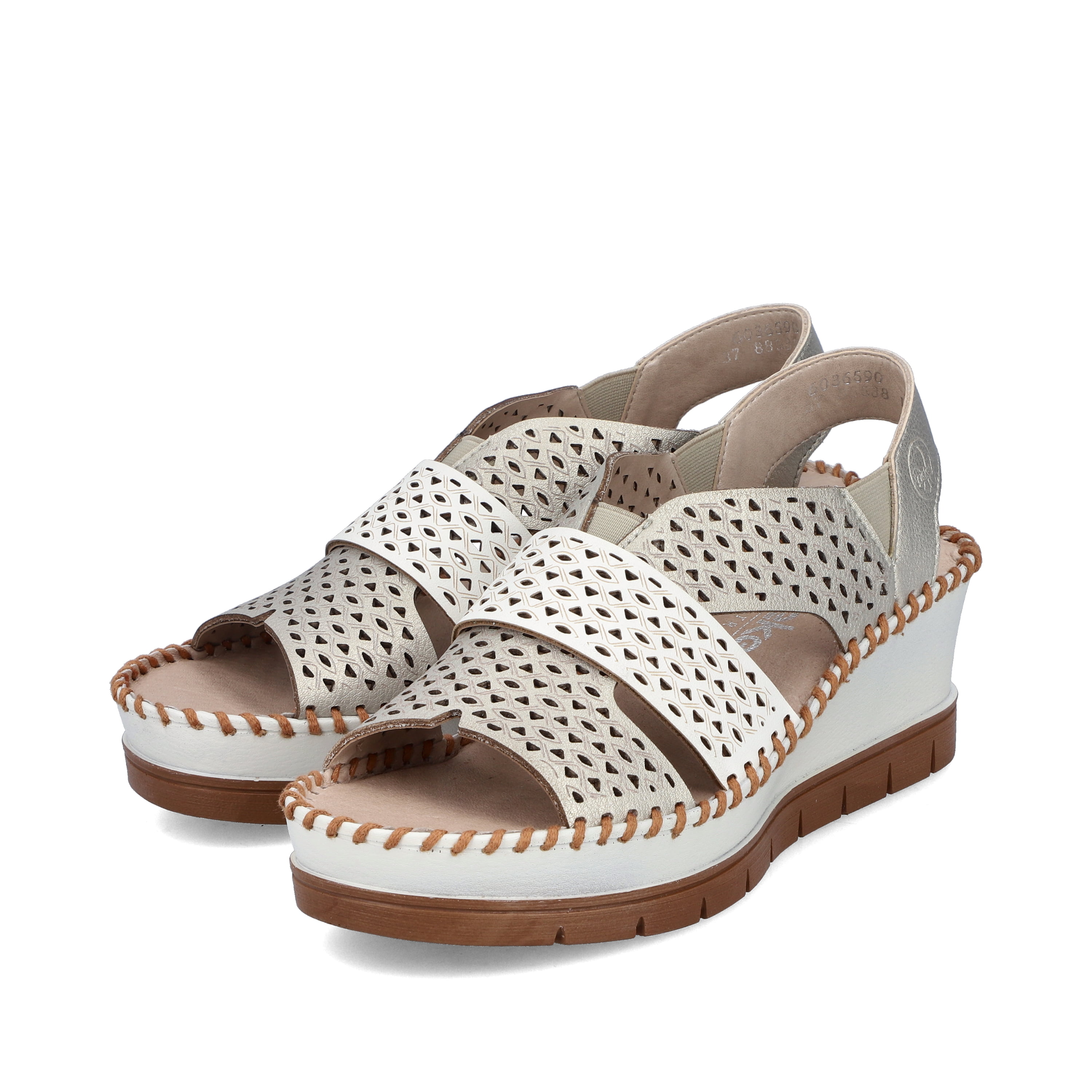 Rieker Damen Keilsandaletten metallic-perlweiss