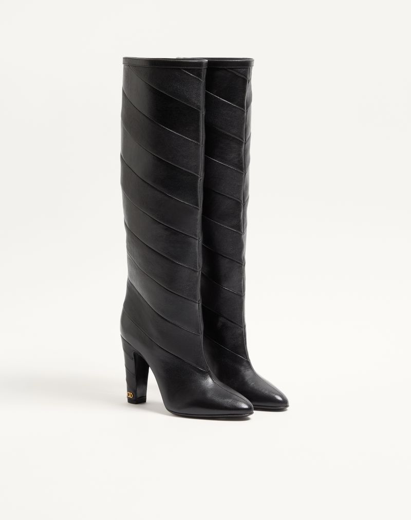 Bota de rayon com padrão chevron em napa, 100 mm