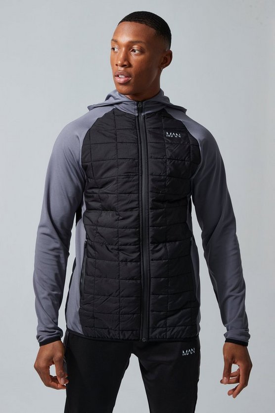 Gesteppter Man Active Hybrid Hoodie
