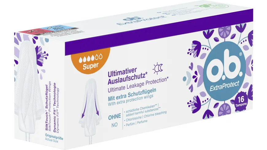 o.b. Tampons ultimativer Auslaufschutz mit extra Schutzflügeln
