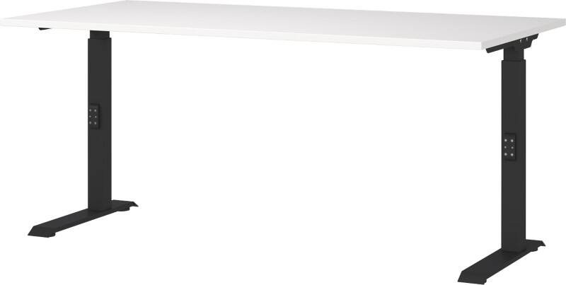 GERMANIA Sitz-Stehschreibtisch Metall, Spanplatte Schwarz C-Fuß 1.600 x 800 x 910 mm