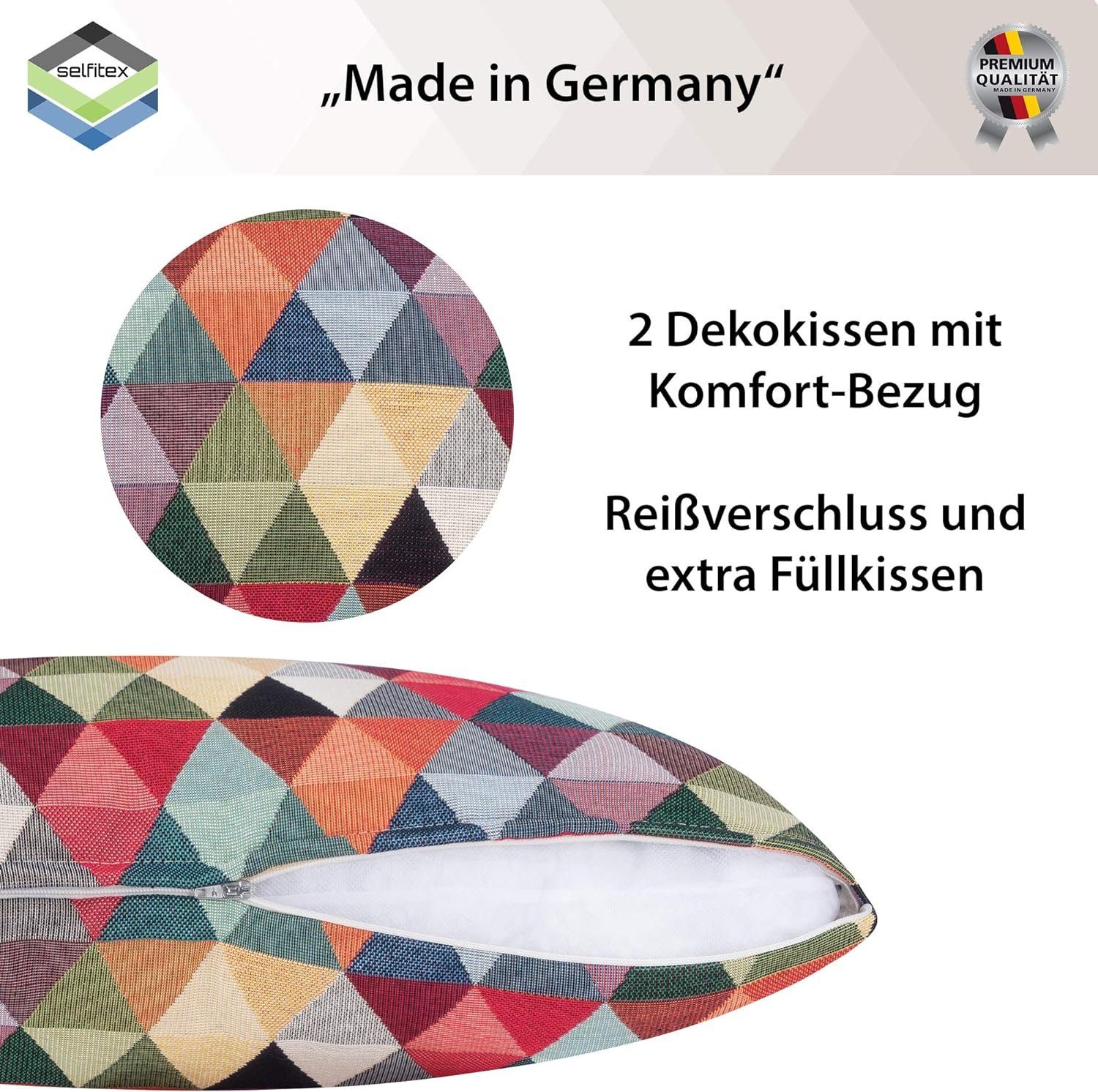 Selfitex Dekokissen farbenfrohes Sofakissen 30/50 oder 40/40 - 2er Set mit Füllung, für Sofa, Couch, Bett oder als Polster jeglicher Art