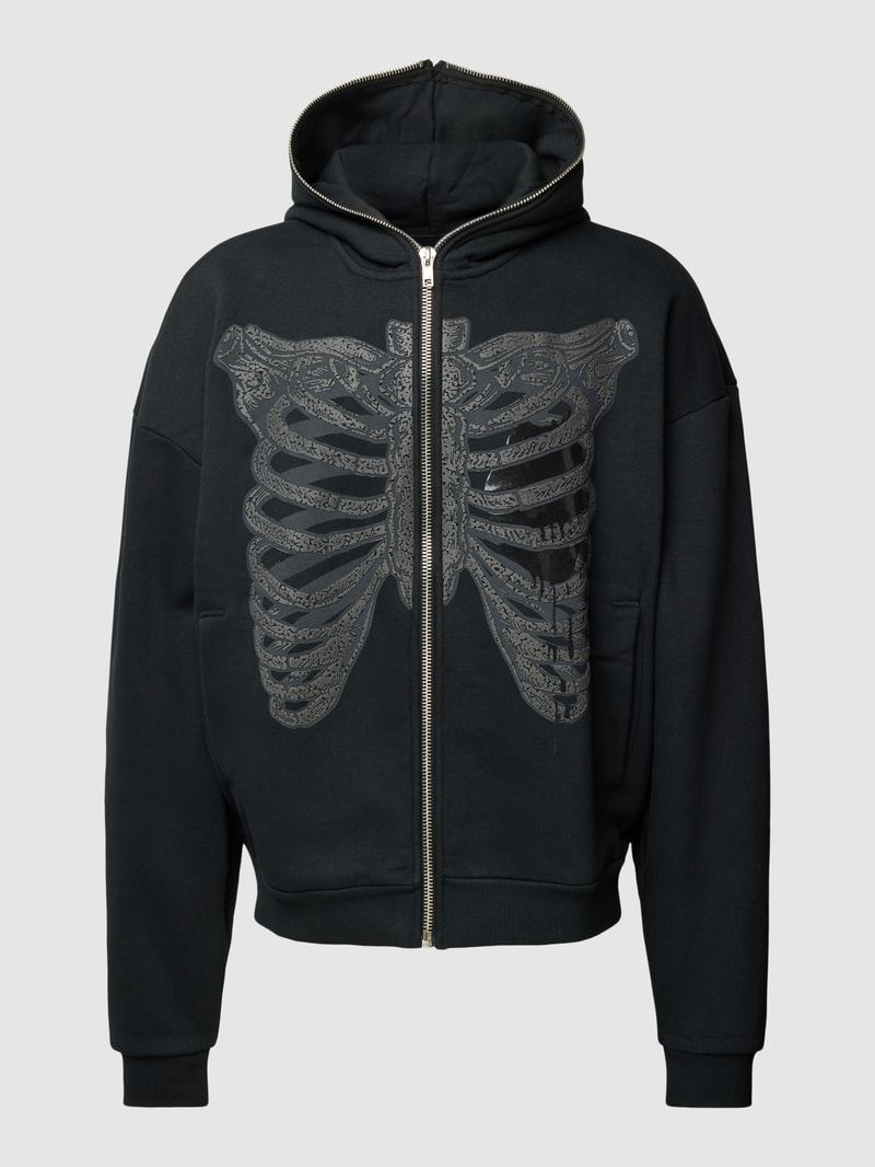 Sweatjacke mit Motiv-Print Modell 'JORHEART' in schwarz