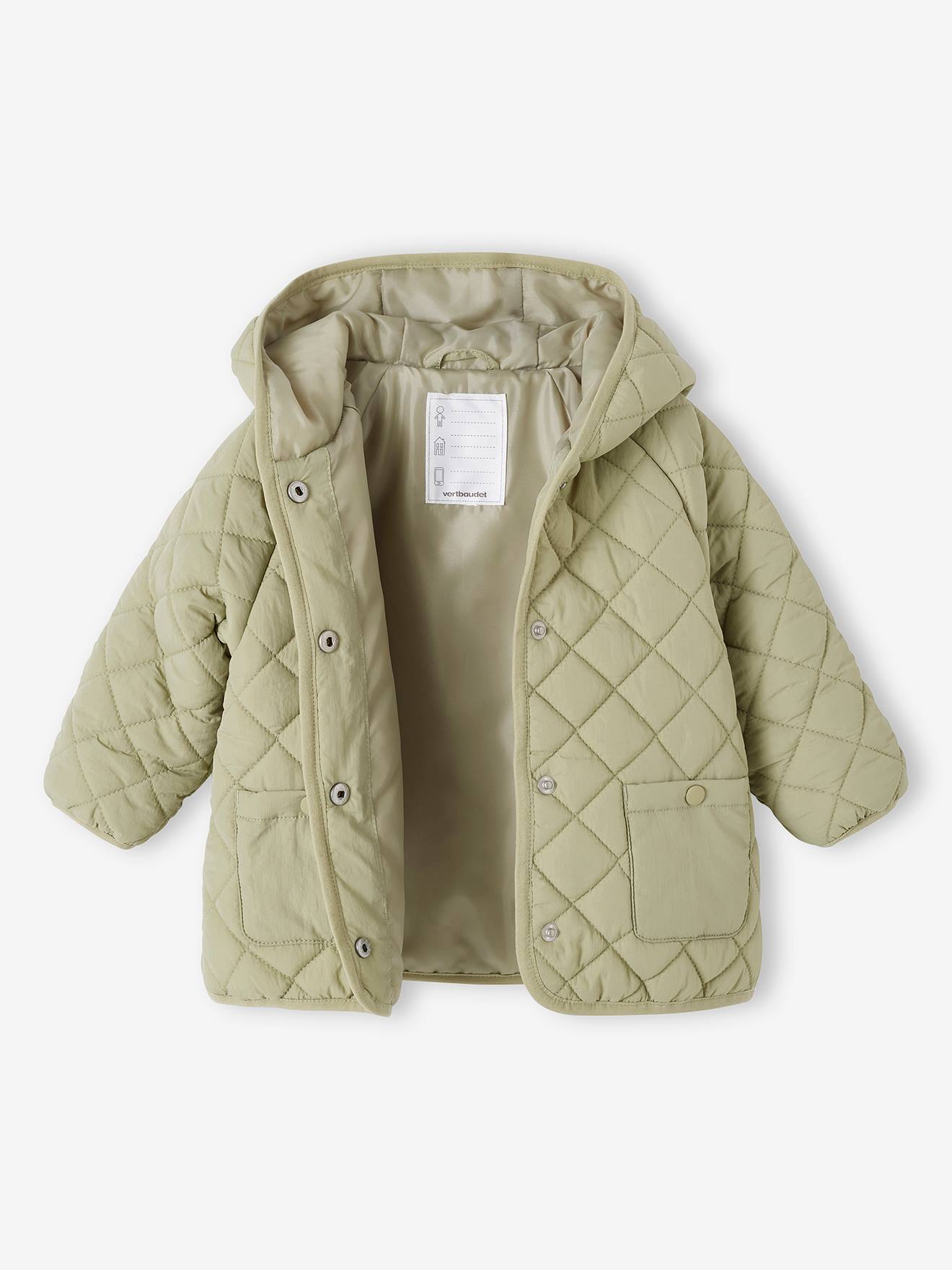 Blouson matelassé bébé avec capuche écru