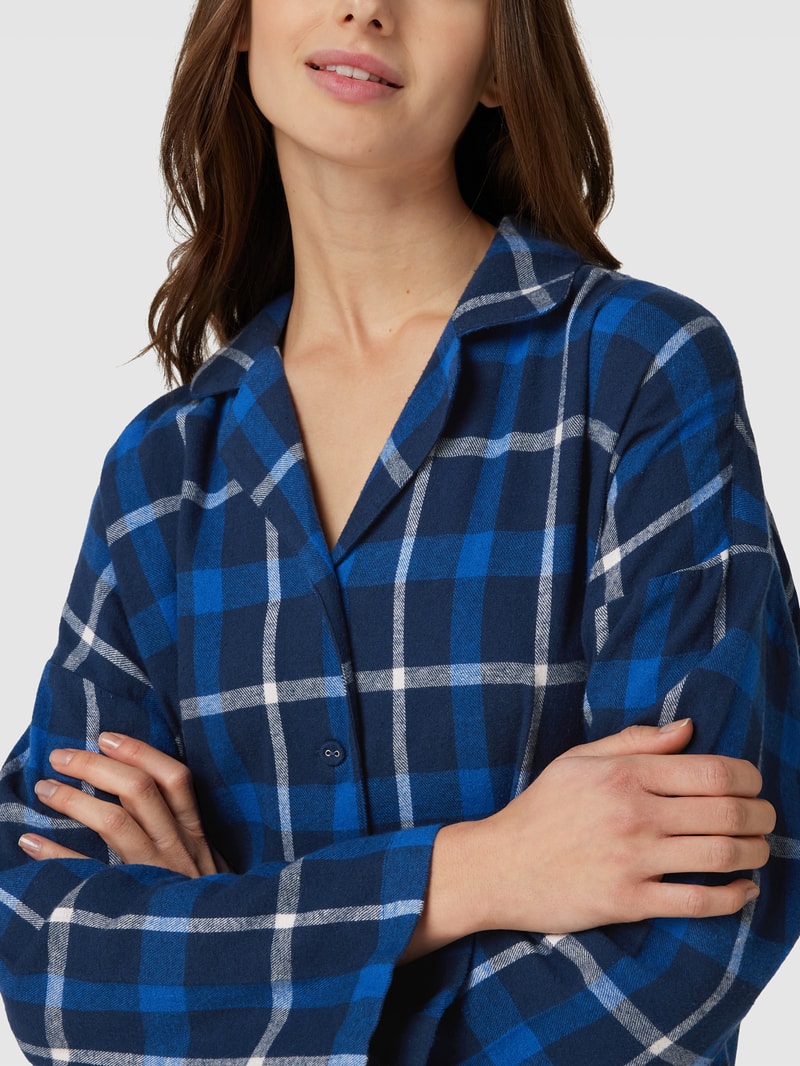 Pyjama mit Karomuster Modell 'SUS' in marineblau