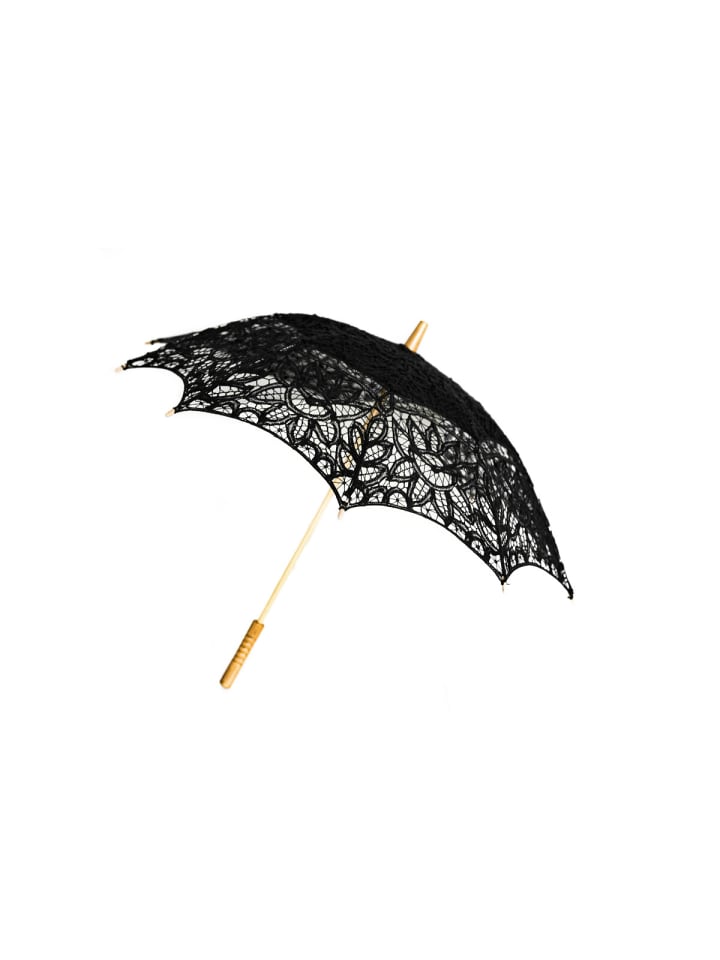 COFI 1453 Elegante handgemachte Brautschirme Spitze robustem Holzgriff für in Schwarz günstig kaufen onesize