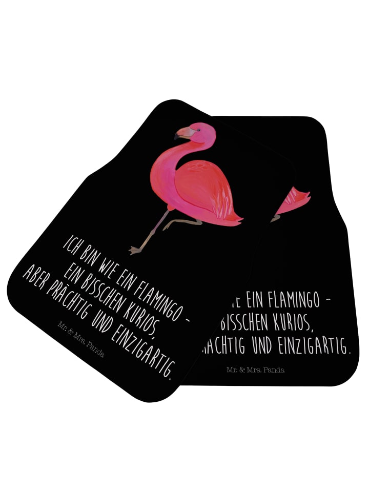 Mr. & Mrs. Panda Fahrer Autofußmatte Flamingo Classic mit Spruch in Schwarz günstig kaufen onesize