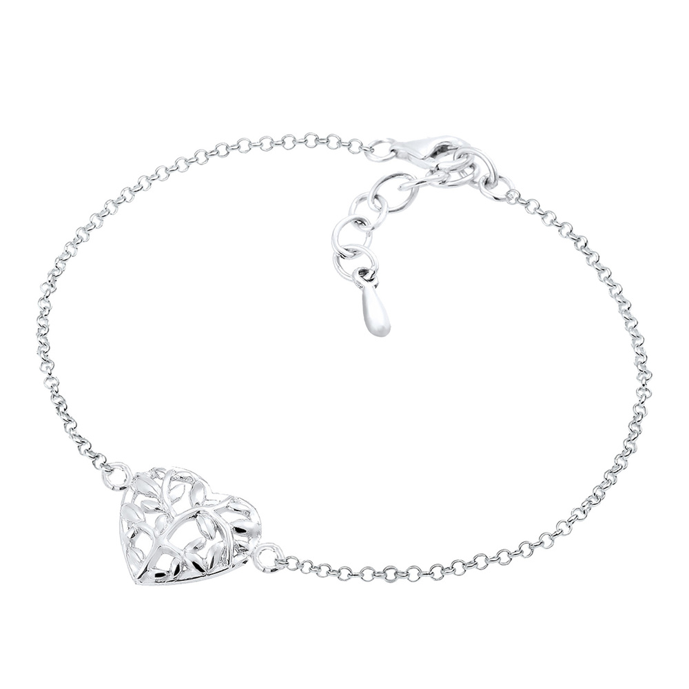 Elli Elli Bracelet Arbre de vie Coeur Feuille Floral   Plaqué Or Rose Argent (925/1000 Bracelet