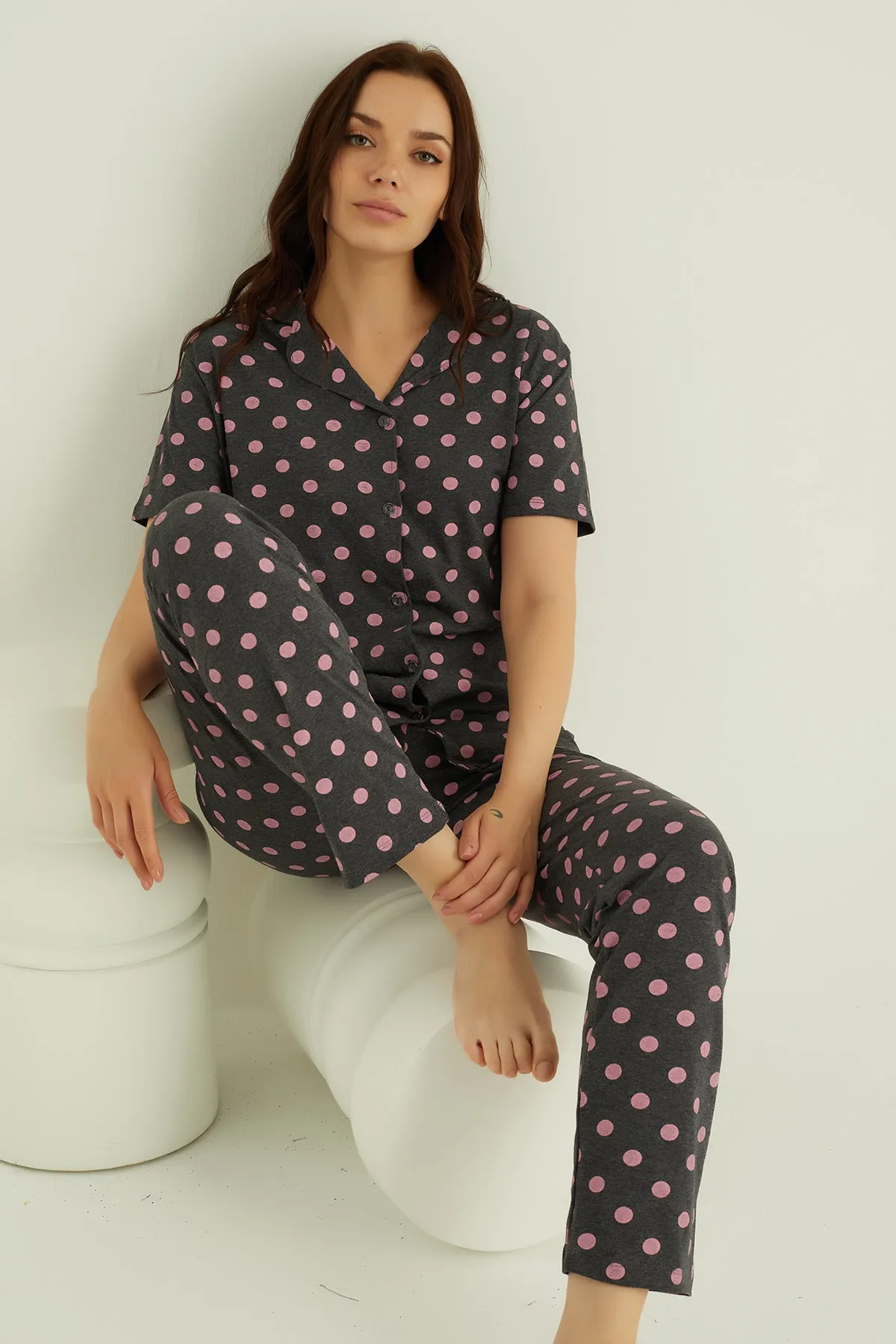 ELİTOL  Pyjama-Set aus Baumwolle mit Knöpfen