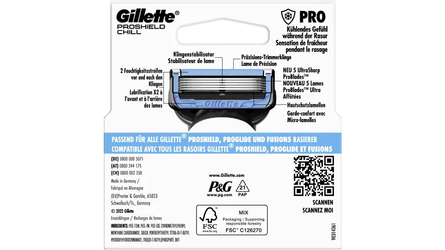 Gillette PROSHIELD Klingen Chill 4er