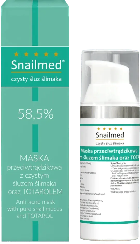 Snailmed anti-akne maske med snegleslim, totarol og vitaminer
