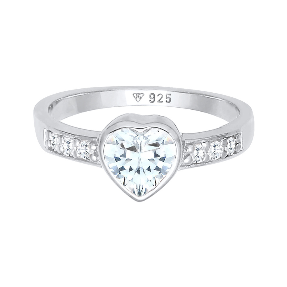 Elli Elli Bague Femmes Coeur Symbole Fiançailles avec Cristaux de Zirconium en Argent  Bague