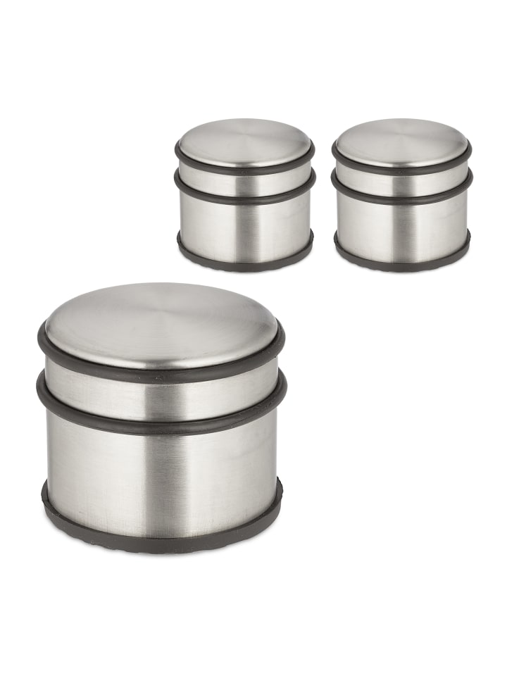relaxdays 3 x Türstopper in Silber/ Schwarz - (H)7,5 x Ø 9 cm günstig kaufen onesize