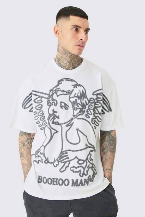 Tall weißes T-Shirt mit Renaissance Print