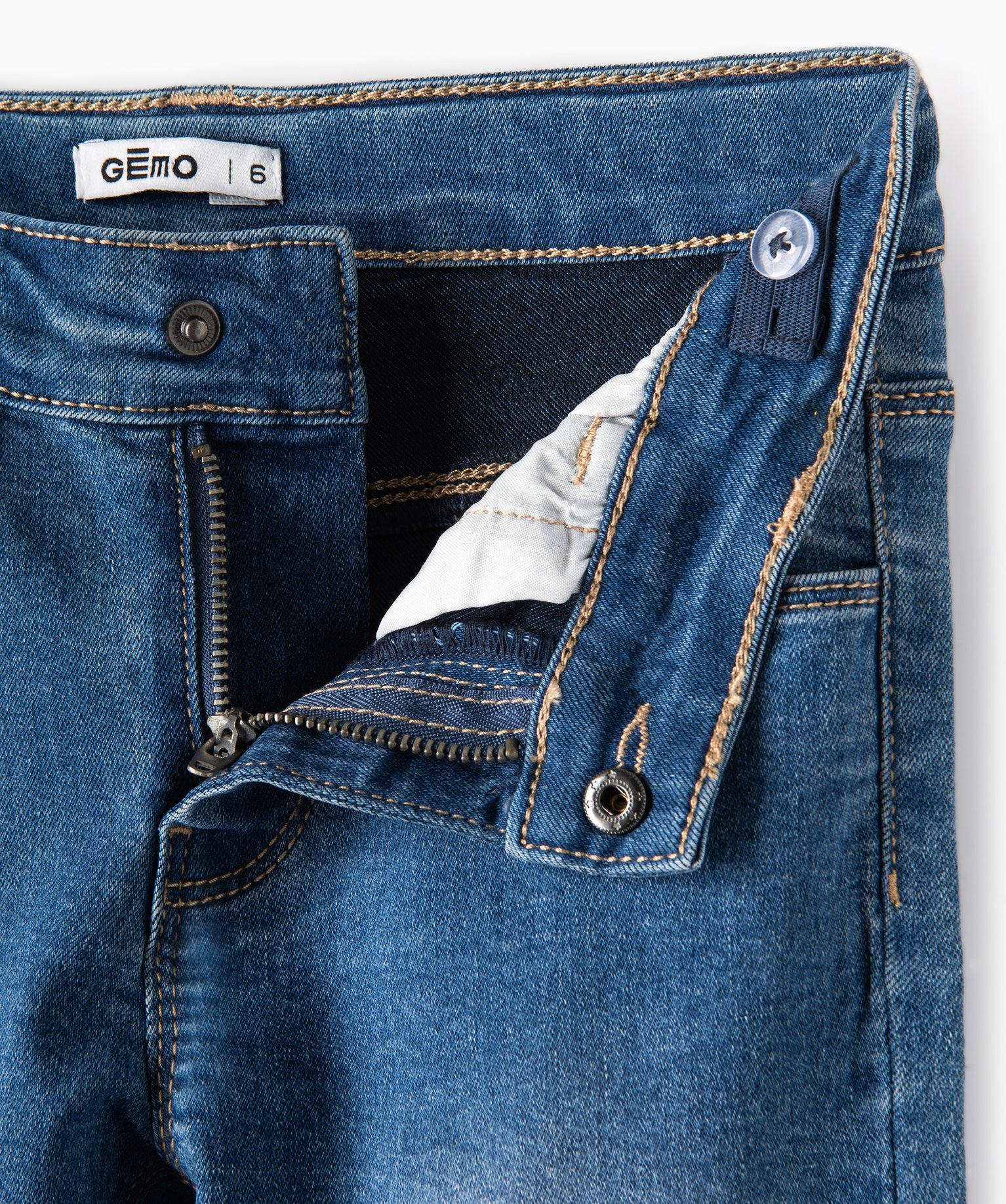 Jean fille coupe Slim taille+large en matière extensible stone | GEMO