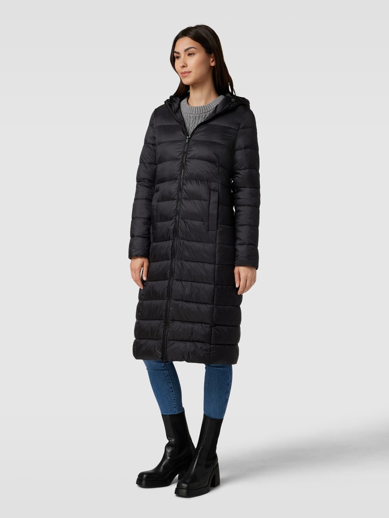 Steppmantel mit Kapuze in schwarz