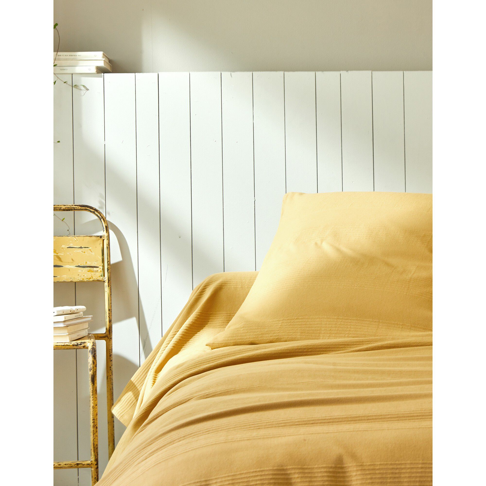 Jeté de lit uni tissé coton