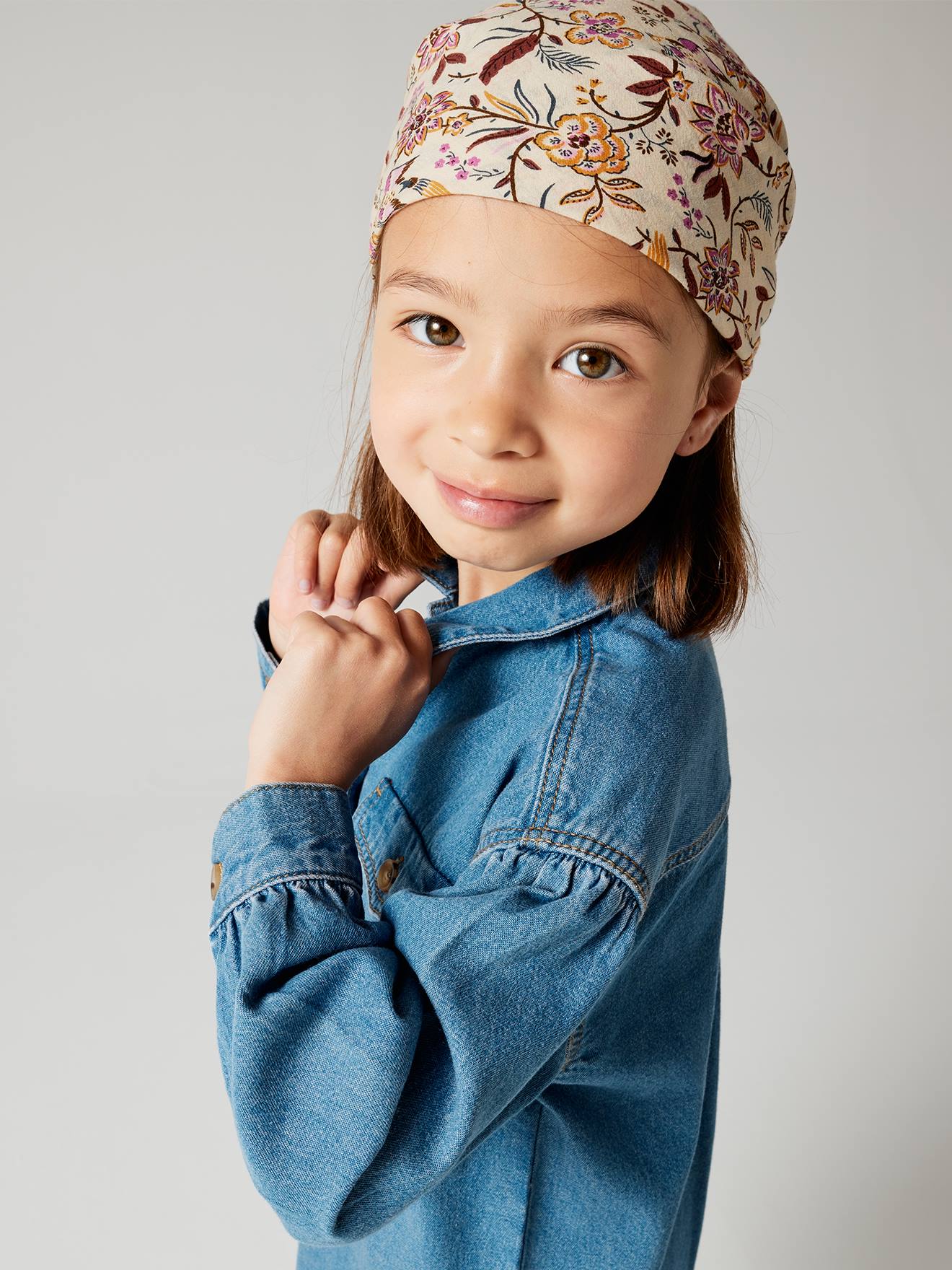Foulard fleuri personnalisable fille mauve