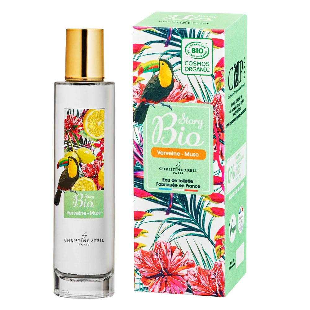 christine arbel COFFRET STORY BIO Verveine Musc EDT 50 ml + 1 brosse à cheveux en bois EAU DE TOILETTE