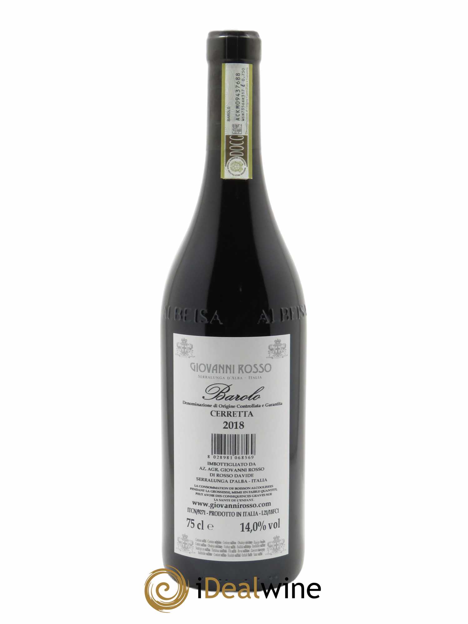 Barolo Giovanni Rosso DOCG Cerretta  2018 - Lot de 1 Bouteille