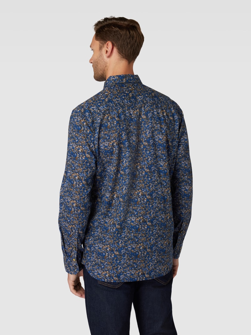 Regular Fit Freizeithemd mit Button-Down-Kragen in dunkelblau