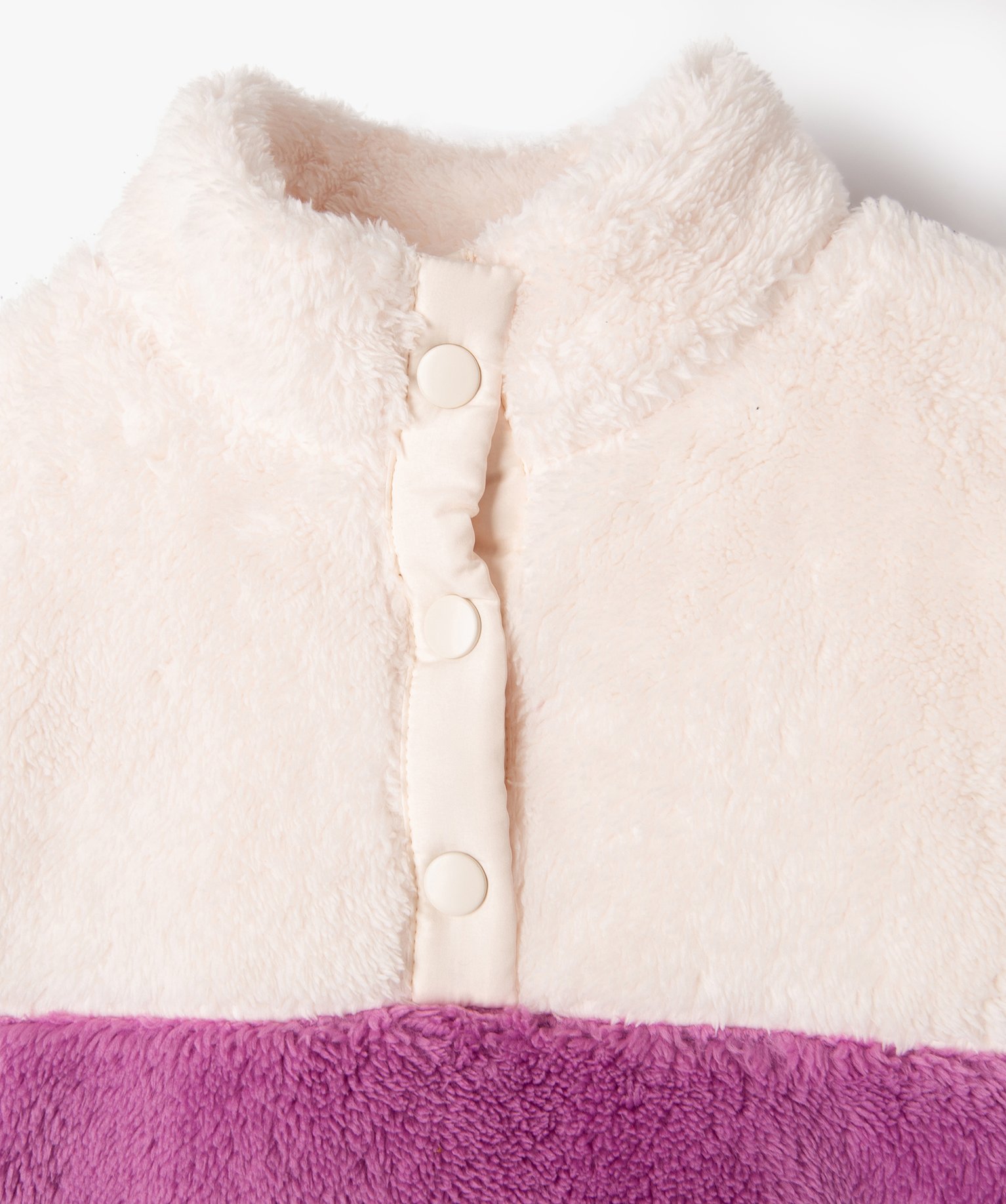 Sweat en maille peluche à col boutonnée fille multicolore | GEMO