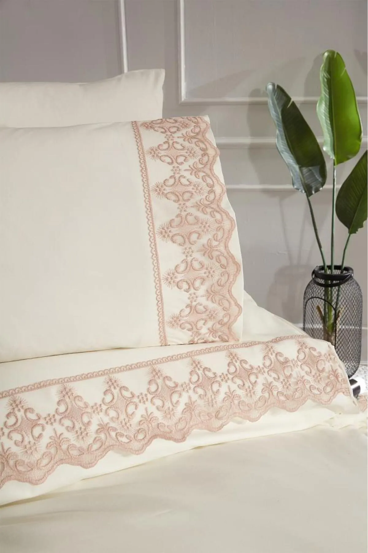 Çeyiz Diyarı  Bettwäsche Doppelbett - Beige - Gestreift