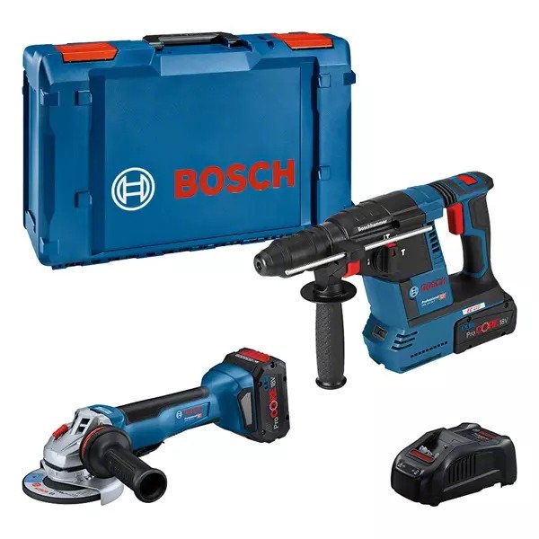 Bosch Blue 0615990N33 Combo Set - GWS 18V-10 P Grinder + GBH 18V-26 Rotary Hammer 5.5Ah ProCore in XL Box