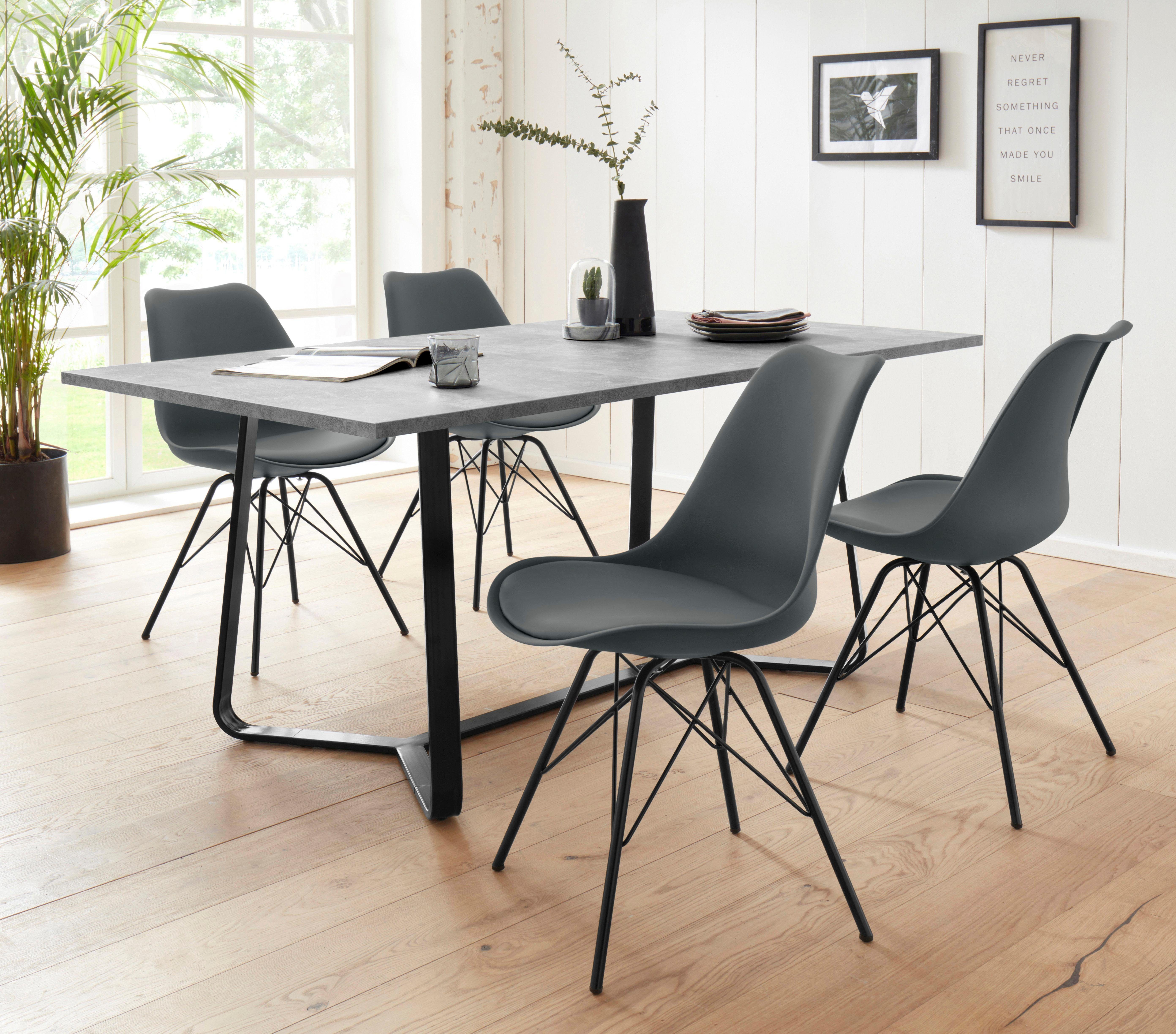 Homexperts 4-Fußstuhl Ursel 01 (Set, 2 St), Sitzschale mit Sitzkissen in Kunstleder