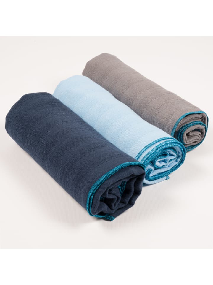 SlumberOrganix Bio Musselin Tücher 3er-Pack in Dunkelblau günstig kaufen 75x75 cm