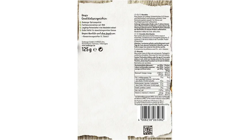 Seeberger Mandeln 125 g