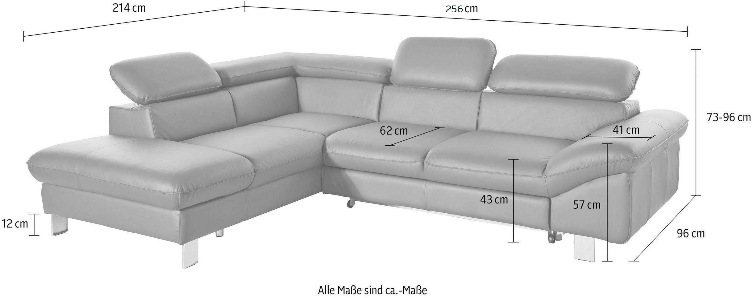COTTA Polstergarnitur Driver, (Set), bestehend aus Ecksofa und Hocker, mit Kopfteilverstellung