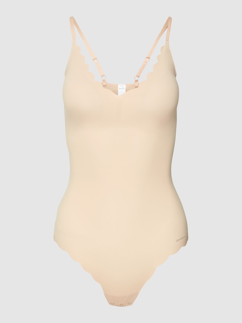 Body mit Muschelsaum in beige