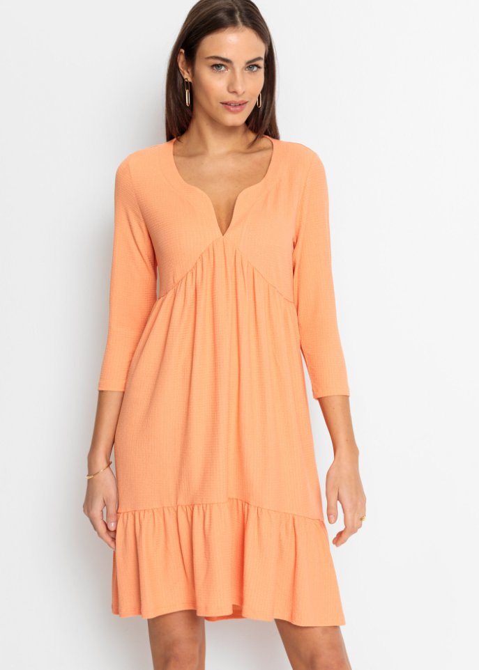 Crepe-Jerseykleid mit Volants