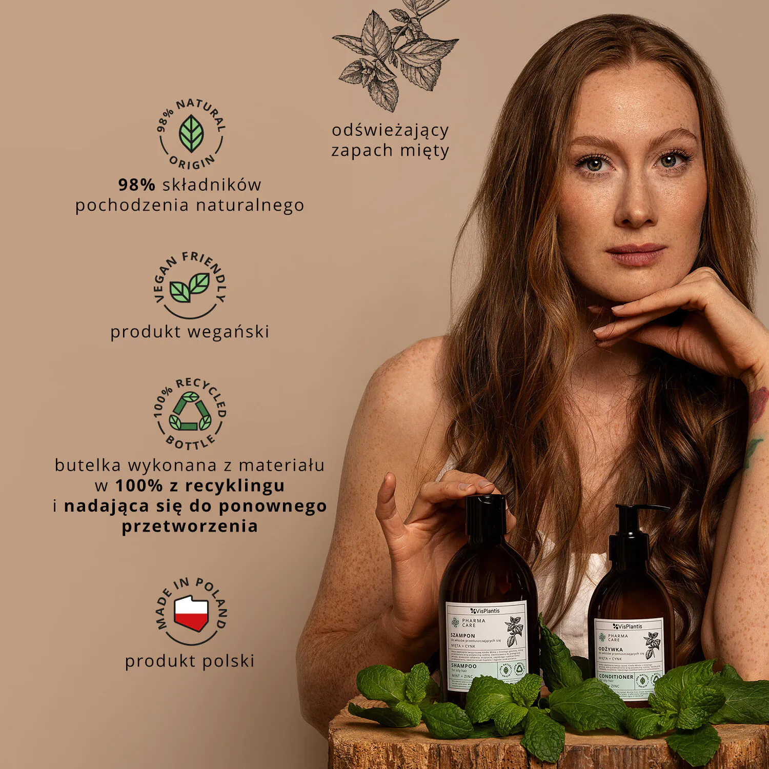 Vis Plantis Pharma Care kondicionierius riebiems plaukams su mėtomis ir cinku