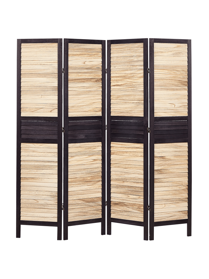 Beliani Paravent BRENNERBAD in Heller Holzfarbton/Braun - (W) 164 x (H) 170 x (L) 2 cm günstig kaufen onesize