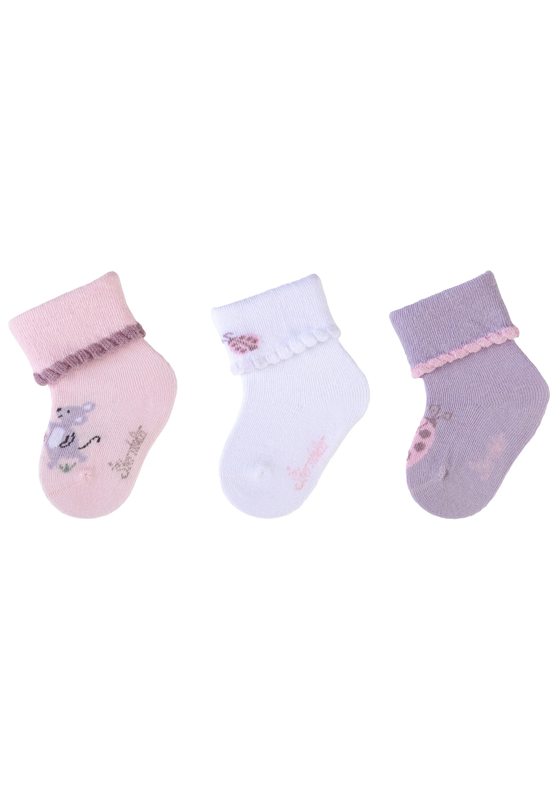 Socken im 3er Pack mit Motiv Maus in versch. Farben